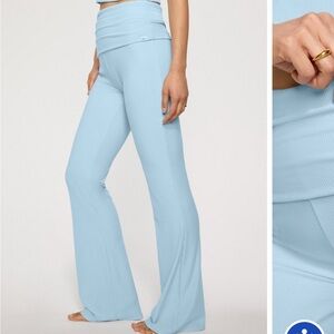 NWT Soft Rib Foldover Pant Sky Blue Women's Flare Pants